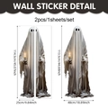 Halloween Geister-Wandsticker Set aus PVC für große Türen und Fenster, 113,5cm hoch - Gespenster-Stil (UV24Y12024T_R) / Weiß