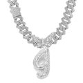 Silver iced out butterfly clasp necklace featuring a large rhinestone number 9 pendant - Silver Letter I