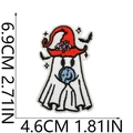 Detailed view of cartoon ghost embroidery patch with precise dimensions 6.9x4.6cm - Style 40 - Flag Ghost