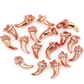 Micro-paved zircon rose gold horn pendant charm with elegant sparkling crystals - Chili / Rose Gold
