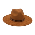 Elegant dark camel wide brim western cowboy hat with a braided decorative leather band - One Size / Khaki (Twisted Rope)