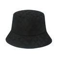 Detail of black quilted puffer bucket hat with elegant diamond lattice stitching pattern - 56cm-58cm / Black