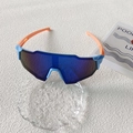 Blue and orange kids sports cycling sunglasses with blue lenses for outdoor activities - Blue Frame Blue Mirror Lens