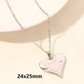 Silver irregular heart pendant necklace with sunburst texture and delicate cross chain - Silver-Irregular Sunburst