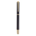 Business fountain pen in piano black finish with champagne gold metal clip - Ink Black Nib / Single