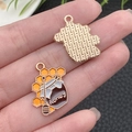 Golden honey jar pendant with honeycomb design for DIY necklaces and bracelets - Honey Jar