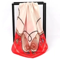 Red and champagne square satin scarf with vintage rope and tassel print patterns - Contrast Tassel Red Snow Bud (SD90-11-3)
