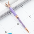 Violetter Diamant-Kugelschreiber mit rotgoldenen Akzenten und Kristallfüllung - Candy Lila (Roségoldfarbenes Zubehör)