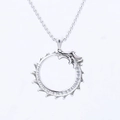 Silver stainless steel dragon Ouroboros pendant necklace with engraved Nordic runes - Runic Ouroboros Dragon Style (F0103)