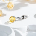 F136 Titanium body piercing jewelry with yellow faceted gemstone and conical metal end - Gold Yellow