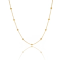 Collana minimalista in acciaio inossidabile placcato oro 18K con sfere lucide - Catena a Traversino con Sfere