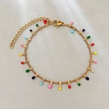 Bohemian gold stainless steel bracelet with colorful teardrop enamel charms and clasp - Bracelet
