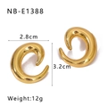 Polished 18K gold plated titanium steel hoop earrings with unique spiral C-shape design - Asymmetric Spiral Geometric Style (NB-E1388)