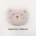 Detail of pink plush bear brooch with gold heart embroidery measuring 4.5cm by 6cm - Original Accessory (No Pin) / Pink Bear