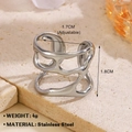 Silver wide wave hollow stainless steel ring with 1.7cm adjustable diameter - Irregular Hollow / Steel Color Ring 753