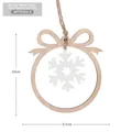 Ornamento natalizio in legno a fiocco di neve bianco con cordino in juta grezza - Fiocco di neve naturale e bianco