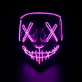 Halloween LED mask with glowing pink stitched design for purge cosplay events - Adult / Purple