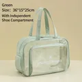 Green large capacity travel wash bag with independent shoe compartment 36x15x25cm - With Shoe Compartment / Green