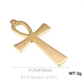 Pendentif croix Ankh doré en acier inoxydable de 25x45mm pour création de bijoux - Croix Ankh Or (KLJ430-Z)