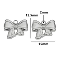 Silver stainless steel bow pendant measuring 15mm by 12.5mm for DIY jewelry making - Style 8 / Steel