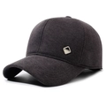 Gorra de béisbol de lana gris carbón para hombre con orejeras y detalle metálico de moda - Ajustable / Gris