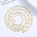 925 sterling silver gold heart pendant necklace with geometric paperclip chain design - 40+5cm / Gold