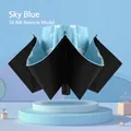 Sky blue 10-rib inverted automatic umbrella with cloud pattern and black UV coating - 10 Ribs Manual / Sky Blue French Style