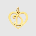 Golden heart-shaped pendant with cutout letter D made of durable stainless steel - Letter D / Gold