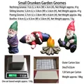 Miniature resin garden gnomes set featuring three figures and a campfire for Christmas decor - Small Drunken Gnome Set Boxed