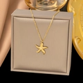 Elegante 18K vergulde roestvrijstalen ketting met zeester hanger in sieradendoosje - Dubbele zeester ketting / Goud