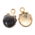Pendentif coquillage émail noir en alliage doré pour bijoux DIY créatifs - Coquillage / Noir