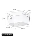 Transparent medium kitchen storage bin with handles for fridge organization, 29x22x17cm - Medium Square Type - PET