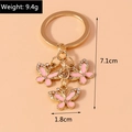 Schlüsselanhänger mit rosa Schmetterlingen aus Emaille und Strass auf rosa Hintergrund - Gold Rosa