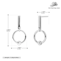 Diagramme technique détaillé des boucles d'oreilles en argent S925 avec dimensions - Argent 925 plaqué or blanc