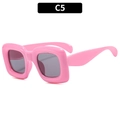Y2K style pink square sunglasses for kids with grey lenses and chunky frame C5 - Pink Frame Grey Lens