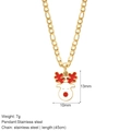 Golden stainless steel necklace featuring a festive red and white reindeer pendant - Deer (G22)