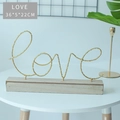 Scultura LED LOVE in metallo su base di legno con luci per decorazione da tavolo - Lampada LOVE