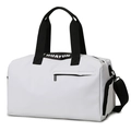 Bolso deportivo blanco con separación seco-húmedo, correas negras y asa lateral - Blanco