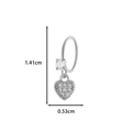 Silver heart pendant nose ring with zircon stones measuring 1.41cm by 0.53cm - Silver #9