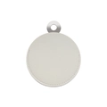 Portable round white leather vanity mirror with metal ring and fine stitching detail - Ivory