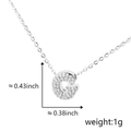 Silver letter G pendant necklace with sparkling cubic zirconia and dimension labels - Silver Letter-G