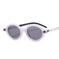 Oval frame sunglasses in light lilac purple with dark grey lenses and golden hinges - Jelly Purple Frame Light Grey Lens (C5)