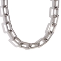 Bracciale da donna moderno minimalista in acciaio inossidabile argento a maglie rettangolari - Collana / Color Acciaio
