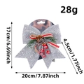 Silver glitter Christmas bow ornament with pine cone and berries, 20cm festive tree decor - Silver