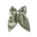 Elegant light green satin bow hair clip featuring a smooth silk texture and classic ribbon design - Light Green