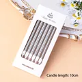Set of 6 metallic silver birthday candles in long straight shape with 10cm length - Straight Pillar Candle Silver / 6Pcs/Set / Silver