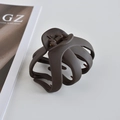 Matte dark brown pumpkin-shaped hair claw clip for elegant updo styles - 101# Large Matte Lantern Claw-Dark Brown