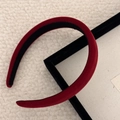 Padded red velvet headband for women with soft plush texture and black inner lining - Wine Red 2cm