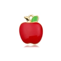 Red enamel apple charm with gold stem and green leaf for DIY jewelry making - Apple