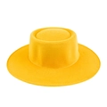 Classic bright yellow flat brim wool felt fedora hat for a vintage British gentleman style - M (56-58cm) / Yellow